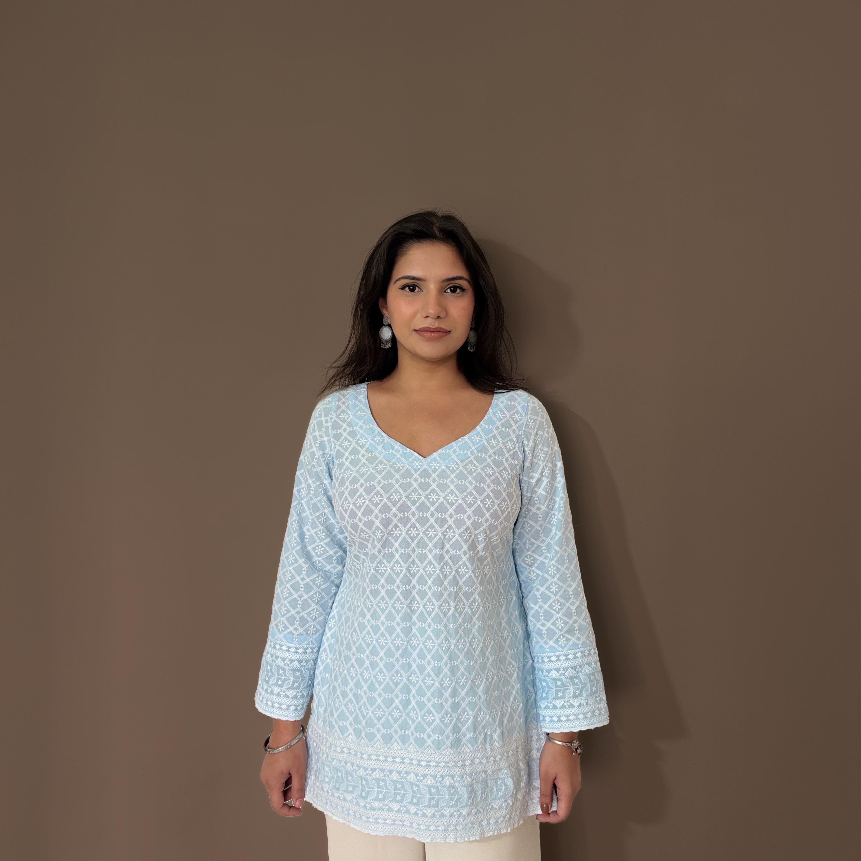 MEHAR BLUE CHIKANKARI KURTI