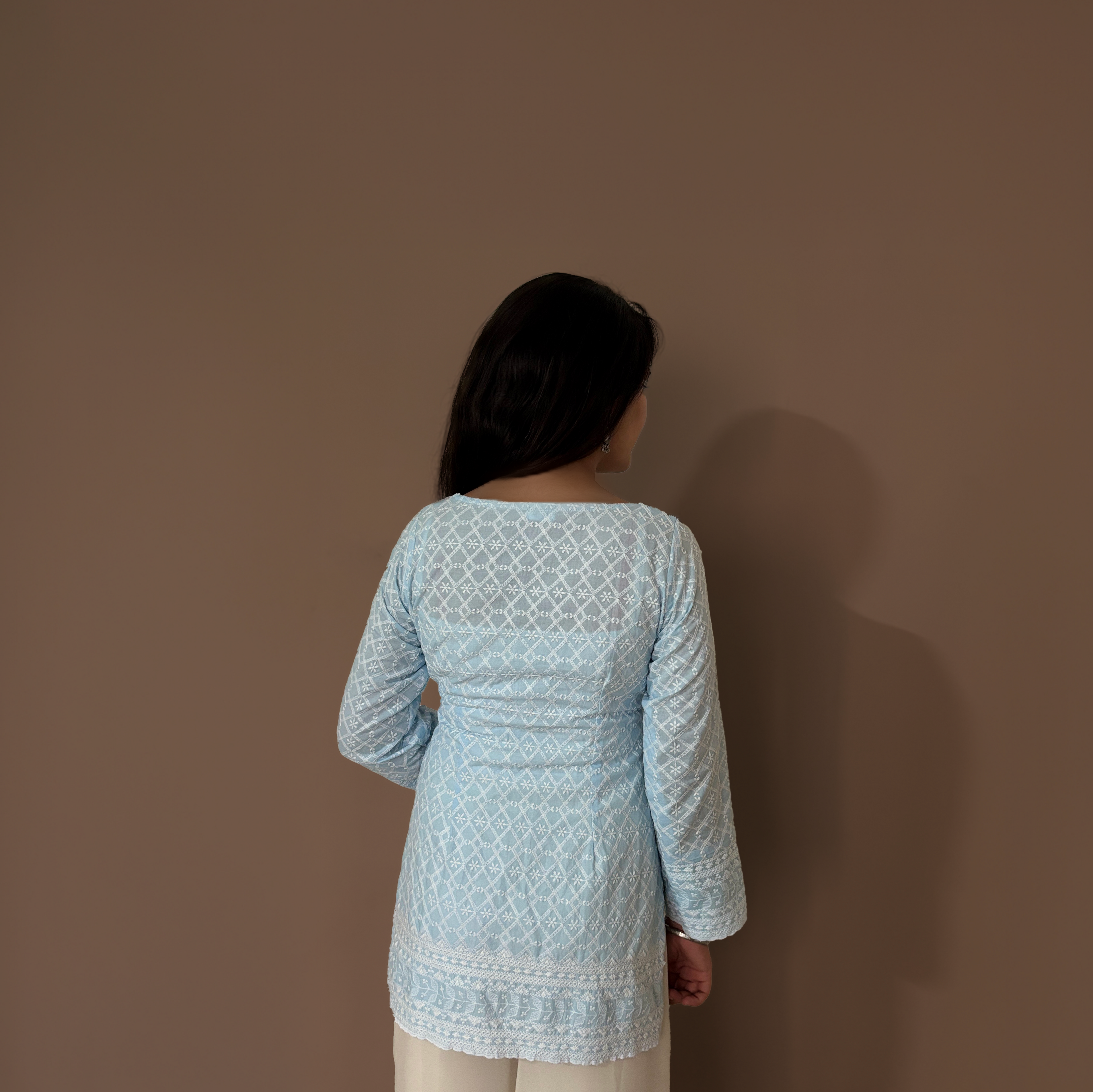 MEHAR BLUE CHIKANKARI KURTI