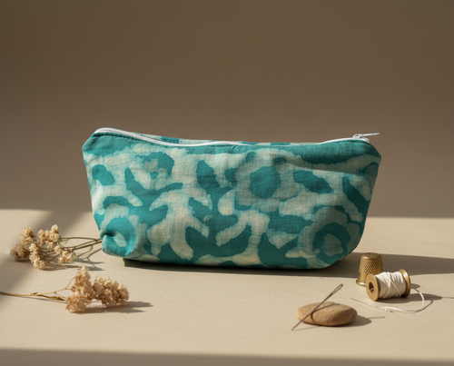 BLUE BLOCK PRINT POUCH