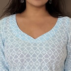 MEHAR BLUE CHIKANKARI KURTI